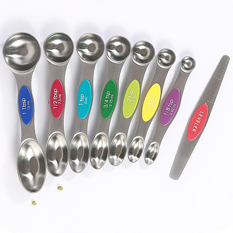 Magnetic Measuring Spoons Set - Stainless Steel Stackable Dual