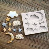 DIY 3D Cake Decorating Mold Stars Moon Cloud Mould for Fondant Silicone Sugar Craft Cake Decorating Fondant Mold|Cake Molds|