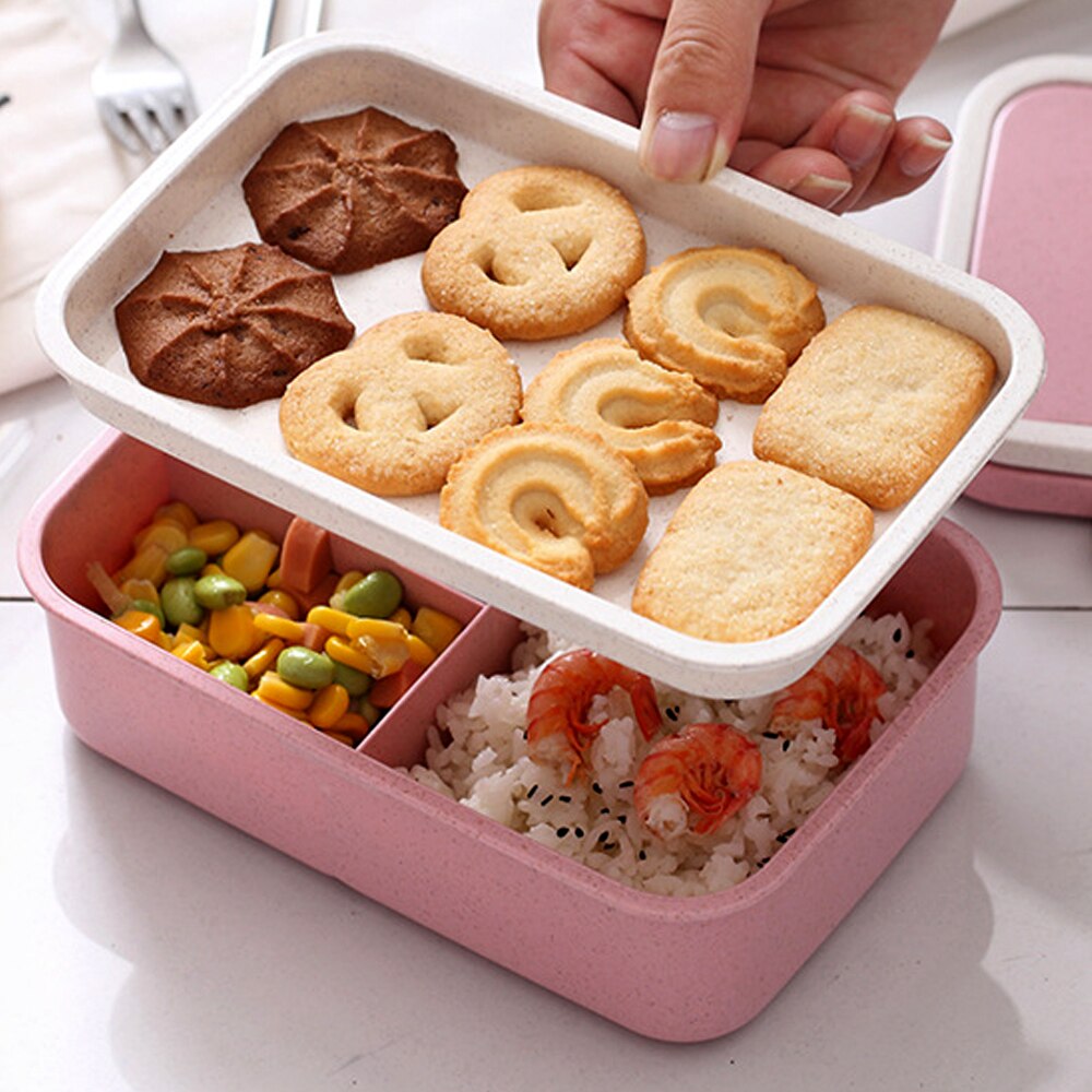 1000ML Healthy Lunch Box Wheat Straw Bento Box Microwave Food Storage  Container