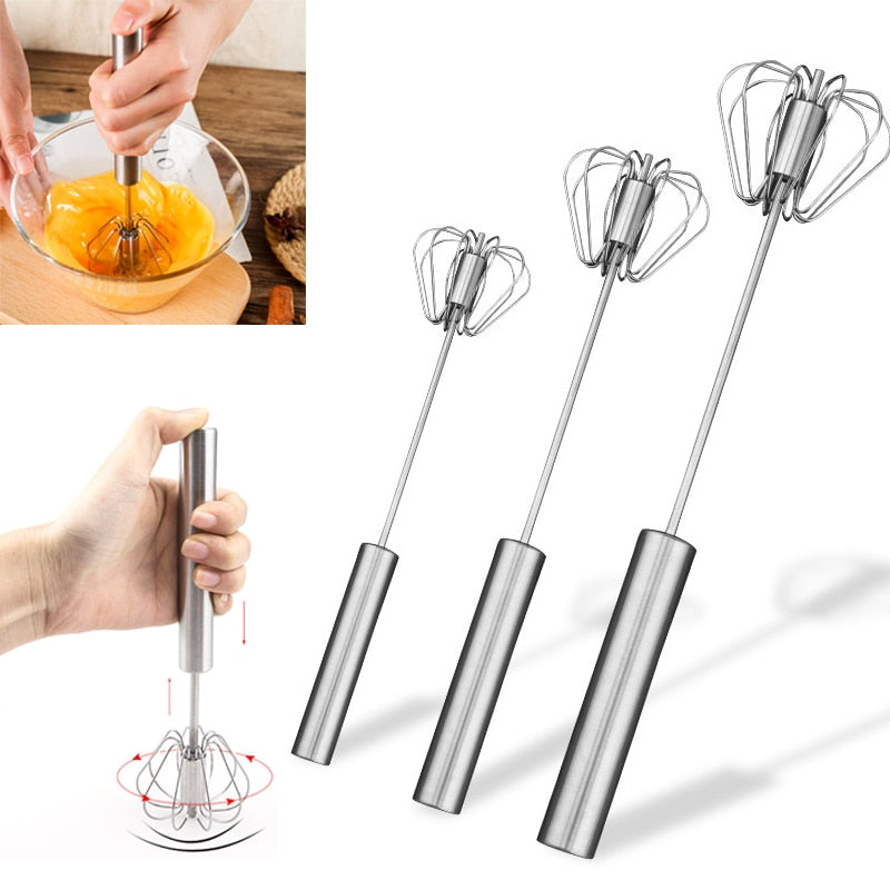 Stainless Steel Semi-automatic Whisk Handhold Push-type Egg Beater For Home  Kitchen