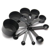 10Pcs/Set Black Color Measuring Cups And Measuring Spoon Scoop Silicone Handle Kitchen Measuring Tool|Measuring Spoons|