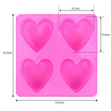 Heart Silicone Mold 4 Cavity - Fondant Chocolate Cupcake Candy Baking Mold