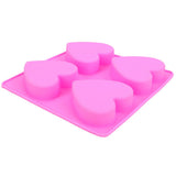Heart Silicone Mold 4 Cavity - Fondant Chocolate Cupcake Candy Baking Mold