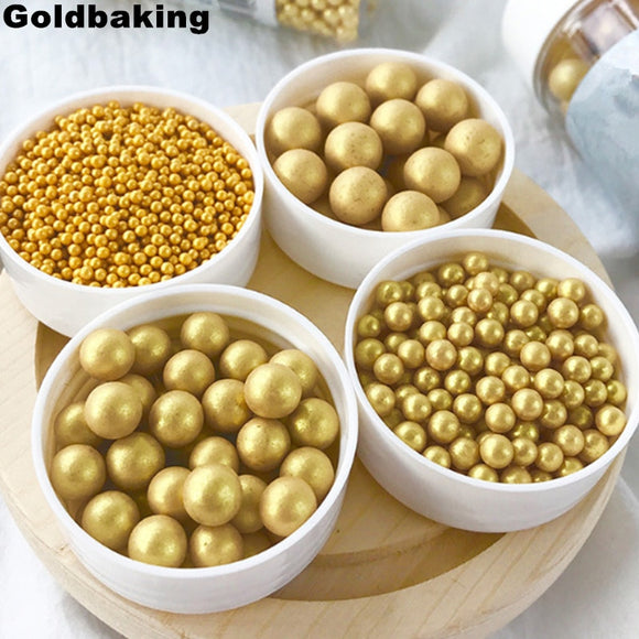 Goldbaking Edible Gold Sugar Pearl Sprinkles 85g 1/2.5/4/7/10/12/14mm| |