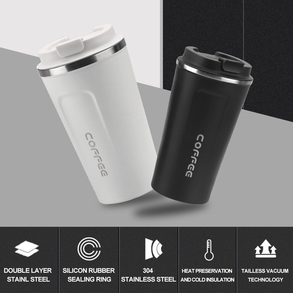 Stainless Steel Coffee Cup 380/510ML Thermos Mug Leak-Proof Thermos Travel  Thermal Vacuum Flask Insulated Cup Water Bottle