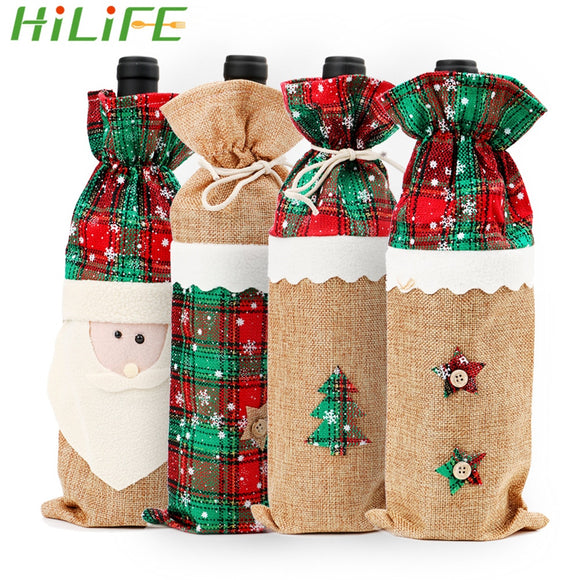 Santa Claus Rudolf Christmas Tree Bottle Clothes Wine Bottle Bag Cover For Home Xmas Dining Room Decoration 2018 Christmas Decor|Stockings & Gift Holders