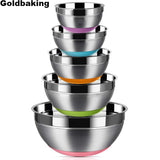 Stainless Steel Mixing Bowls (Set of 5) Silicone Bottom Nesting Storage Salad Bowls Meal Mixing Prepping 1.5 2 2.5 3.5 5QT|Baking & Pastry Tools|