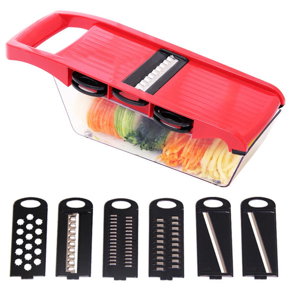 Vegetable Mandoline With Steel Blade - 6 in 1