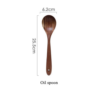 Thailand Teak Natural Wood Tableware Spoon Ladle Turner Long Rice Colander Soup Skimmer Cooking Spoons Scoop Kitchen Tool Set|Cooking Tool Sets|