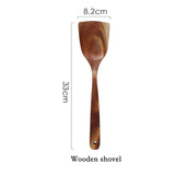 Thailand Teak Natural Wood Tableware Spoon Ladle Turner Long Rice Colander Soup Skimmer Cooking Spoons Scoop Kitchen Tool Set|Cooking Tool Sets|