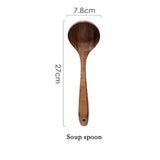 Thailand Teak Natural Wood Tableware Spoon Ladle Turner Long Rice Colander Soup Skimmer Cooking Spoons Scoop Kitchen Tool Set|Cooking Tool Sets|
