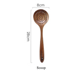 Thailand Teak Natural Wood Tableware Spoon Ladle Turner Long Rice Colander Soup Skimmer Cooking Spoons Scoop Kitchen Tool Set|Cooking Tool Sets|