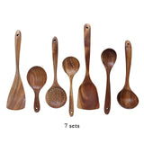 Thailand Teak Natural Wood Tableware Spoon Ladle Turner Long Rice Colander Soup Skimmer Cooking Spoons Scoop Kitchen Tool Set|Cooking Tool Sets|